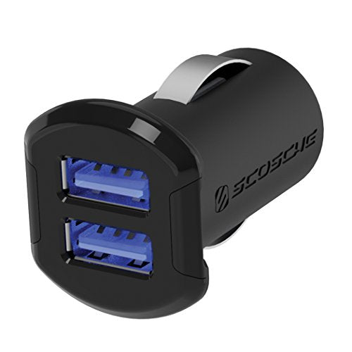 Scosche USBC242M ReVolt Universal Cigarette Lighter Multi Device Compact Dual Port USB Car Charger, Fast Charge Two Devices Simultaneously, Black - color: Black, size: Dual Port, style: 24W