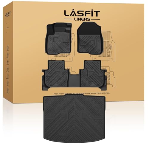 LASFIT Full Set Floor Mats for Honda CR-V 2026 2025 2024 2023 (Gasoline Only), All Weather TPE Custom Fit Floor Liners 1st & 2nd Row & Cargo Mat (Lower Position) - style: 1）For Honda CR-V | 2023-2026 | Full Set with Seat Back Mat (Lower Position)