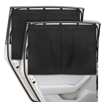 Car Window Shades, 2 Packs Magnetic car Sun Shade for Baby, Double Layers Magnetic Design for Full Covers/Half Shade Options, Window Curtains for Heat/UV Protection Sun Block Covers - color: Black