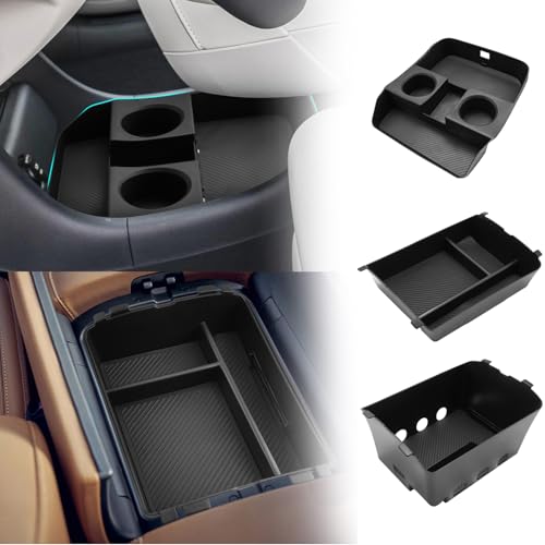 SHAOHAO 3 Pcs for 2026 Hyundai Palisade Center Console Organizer & Lower Organizer for 2026 Hyundai Palisade Calligraphy Accessories Console Tray Pliasade Hybrid Armrest Storage Box (Only for 7-Seat) - color: 3 Pcs - 2026 Palisade Center & Lower
