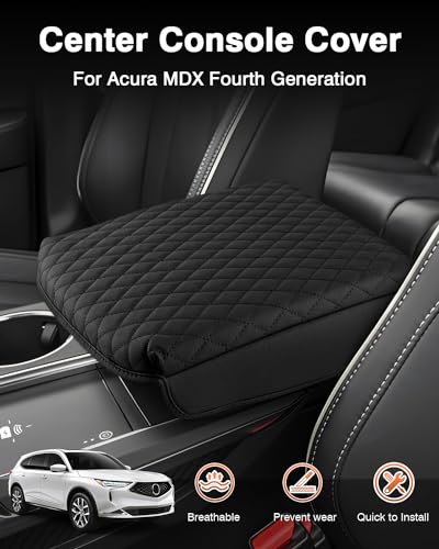 Shademax Custom Fit for Center Console Cover Acura MDX 2022 2023 2024 2025 2026 Accessories Armrest Cover Center Console Pad PU Leather Armrest Seat Box Cover Protector Anti-Scratch Black - size: Size for Acura MDX 2021-2026