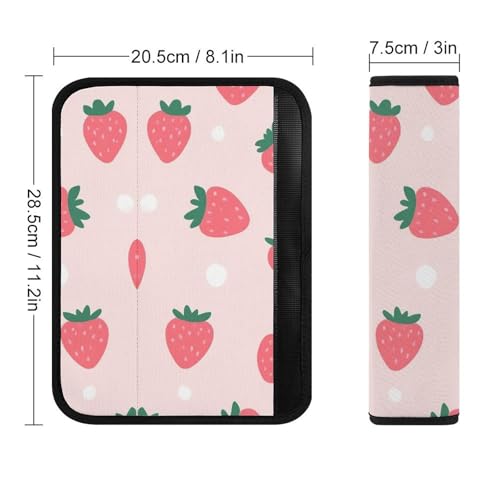 Men's Car Belt Covers 2PCS Fashion Cushion Pad Car Shoulder Strap Harness Pad Cute Pink Strawberry Polka Dot - color: Color356