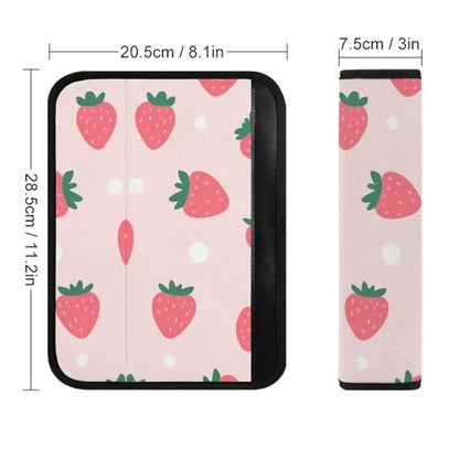 Men's Car Belt Covers 2PCS Fashion Cushion Pad Car Shoulder Strap Harness Pad Cute Pink Strawberry Polka Dot - color: Color356