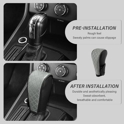 Stacool Leather Gear Shift Cover Diamond Embroidery Design,Durable Shift Knob Cover for Shift Lever Protection,Universal Car Gear Shift Cover Car Accessory Suitable for Cars,Trucks,SUVs (Dark Gray) - color: Dark Gray