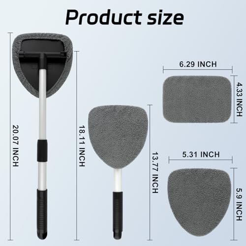 Windshield Cleaner Tool, Car Interior Window Cleaning Tool, Car Wash kit with 4 Reusable Microfiber Pads, 2 Extendable Handle and 2 Spray Bottles, Glass Wiper Kit for Windshield, Home Windows