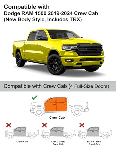 in-Channel Window Rain Guards Fit for Dodge RAM 1500 Crew Cab (New Body Style Includes TRX) 2019-2026 Rain Guard Extra Durable Window Deflectors Vent Visors Vent Shades Truck Accessories - size: 2019-2026 Dodge Ram 1500 Crew Cab New Body Style