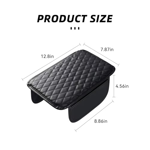 Upgraded Car Middle Center Console Cover with 2 Storage, Universal Microfiber Leather Car Armrest Cover Cushion Universal Vehicle Middle Console Cover, Most Vehicle, SUV, Truck. (Black) - color: Black