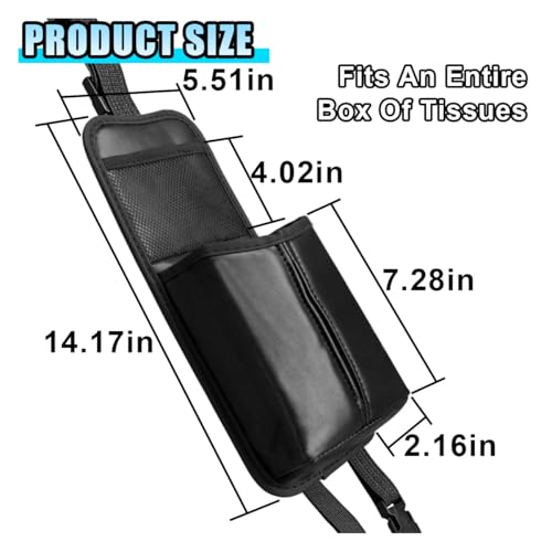2-in-1 Tissue Holder Car Seat Storage Hanging Bag- Multi-Function Water Bottle Holder Bag Car Seat Side Organizer for Phone & Drink- Large Cup Holder Auto Stuff Holder with Mesh Pocket for Cars(Black)