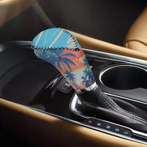 Jeiento Blue Hawaii Tropical Car Gear Shift Knob Cover Handbreak Covers Set of 2,Summer Palm Tree Auto Gear Shift Protector Accessories Universal FIt Most Vehicle SUV Truck - color: Blue Hawaii Tropical Summer Palm Tree