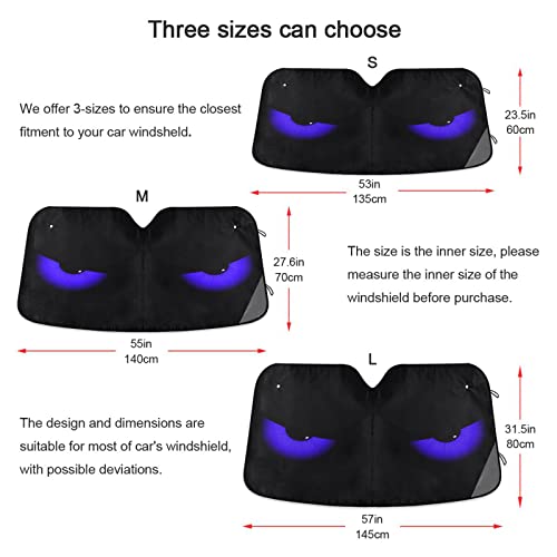 Blue Evil Eyes Windshield Sun Shade - Foldable Car Front Window Sunshades for Most Sedans SUV Truck, Blocks UV Rays and Keeps Your Vehicle Cool - color: Blue Evil Eyes, size: 55*27.6inch