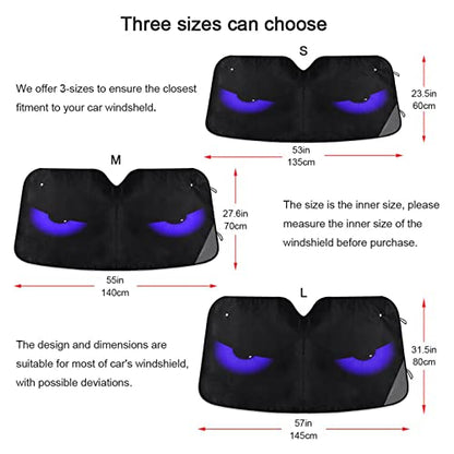Blue Evil Eyes Windshield Sun Shade - Foldable Car Front Window Sunshades for Most Sedans SUV Truck, Blocks UV Rays and Keeps Your Vehicle Cool - color: Blue Evil Eyes, size: 55*27.6inch