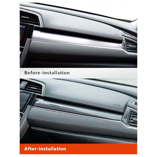 YINGTUU for Honda Civic Accessories 10th Gen 2016 2017 2018 2019 2020 2021 Interior Car Center Console Trim Panel Sticker Protection Carbon Fiber Pattern - color: Dashboard Panel Cover