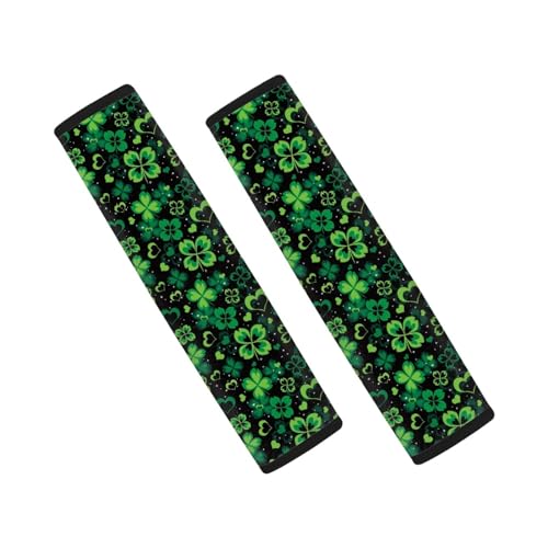 UNICEU Happy St Patrick's Day Car Seat Strap Pads, Lucky Green Leaf Universal Car Seat Belt Pads Cover- Protect Your Neck and Shoulder, Car Accessories Seatbelt Pads - color: Lucky Green Leaf
