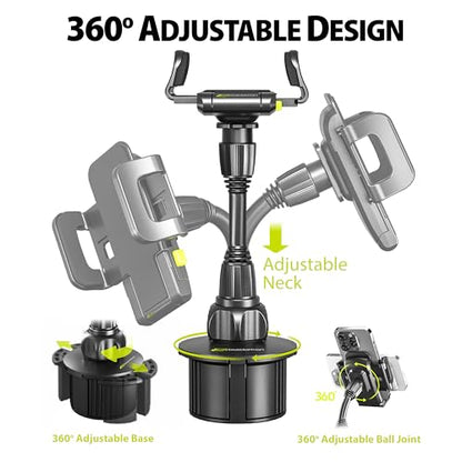 Bracketron TripGrip Universal Phone Holder for Car Cup Holder Mount - 360 Degree Rotation, Swivel Gooseneck, Expandable Base Cell Phone Cup Holder Insert - Smartphone Cradle Stand - style: Cup Holder Mount