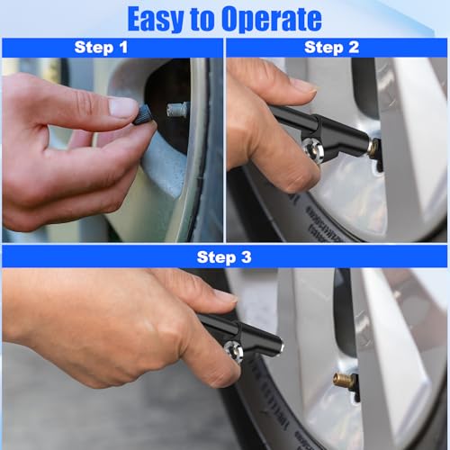 10-Pack Dual Head Tire Pressure Gauge – Heavy Duty 10-150 PSI Air Pressure Gauge with Stainless Steel Body, Metal Nozzle & Durable Plated Brass – for Cars, Trucks, Bikes, RVs (Black) - color: Black, size: 10P