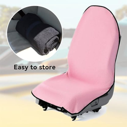 Waterproof Towel Car Seat Cover, Sweatproof Non Slip Towel Carseat Cover, Machine Washable Vehicle Bucket Frontseat Protector Accessories, Universal for SUV, Sedan, Truck (Pink) - color: Pink