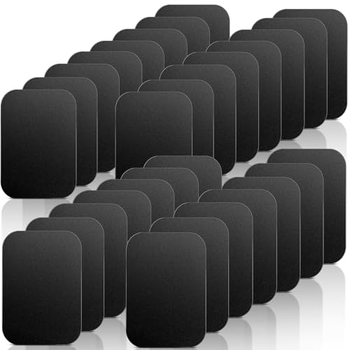 Metal Plates for Magnetic Car Phone Holder Cradle, Thin Steel Sheets Mount Metal Plates with Adhesive for Magnetic Phone Mount Universal Replacement Sticker, Black - color: Black, size: Rectangle 65x45mm-30p