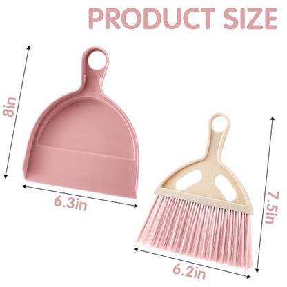 6 Pcs Small Dustpan and Brush Set, Whisk Broom Dust Pan with Handle, Nesting Tiny Dust Pan with Brush Mini Hand Broom and Dustpan Set for Cleaning Home, Classroom, Countertop, Keyboard, Car & Pet Nest