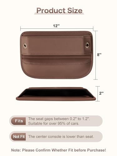 Premium Leather Car Seat Gap Filler Organizer (0.2”-1.2" Gaps), Clever Gifts for Car SUV Truck Owners (Brown, 1 Pack) - color: 03 Brown, 1 Pack