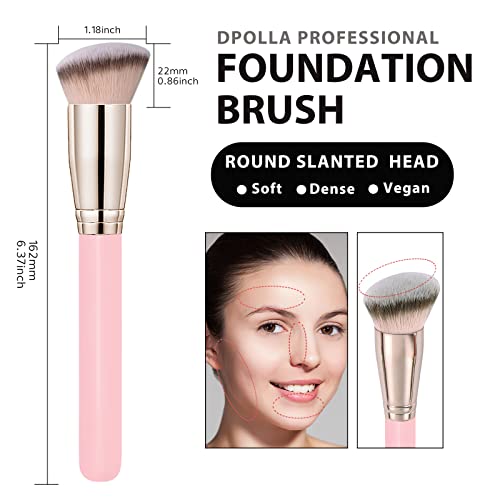 Makeup Brushes Dpolla Pro Foundation Brush and Flawless Concealer Brush Perfect for Any Look Premium Luxe Hair Contour Brush Perfect for Blending Liquid,Buffing,Cream,Sculpting,Mineral Makeup(Pink) - color: Matt Pink