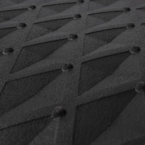 CAR PASS Black Rubber Car Mats, All-Weather Floor Mats Full Set Durable Anti-Slip 3D Rhombus Waterproof Automotive Pad Trim to Fit Liner Universal Fit for Sedan SUV Truck Van, 4 Pcs All Black Rubber - color: Black