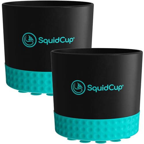 Non-Tipping, Anti-Spill Cup Holder for Boats, Kayaks, SUPs, RVs, Fishing & Camping | Universal 12–30 oz Fit | BPA-Free, Optional SquidDisk Mount Included for Textured Surfaces (Black/Teal) - color: Black/Teal, size: Two Cups