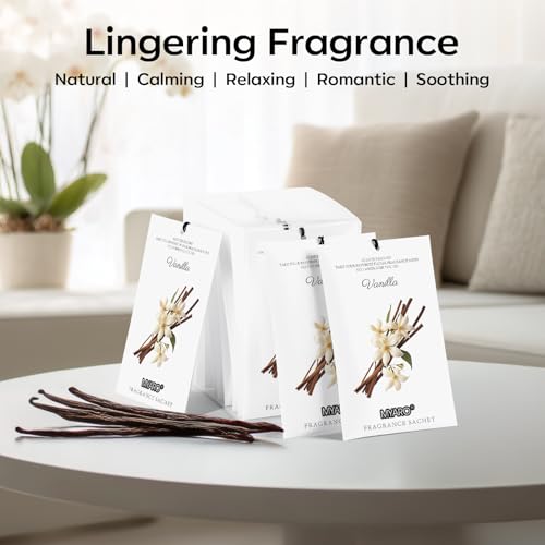 MYARO 12 Packs Vanilla Scented Sachets for Drawer and Closet, Long-Lasting Closet Sachet Bags Drawer Deodorizers Fresh Scents, Home Fragrance for Lover - color: Vanilla