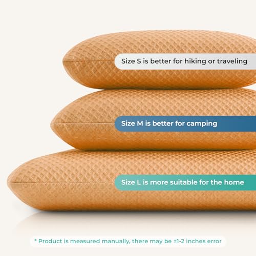 Travel Pillow Memory Foam Pillows, Camping Pillow-Compressible Medium Firm, Breathable Cover, Ideal Backpacking Hiking, Bed Pillows, Airplane and Car (Apricot Yellow, S) - color: Apricot Yellow, size: S-15.7*9.8in