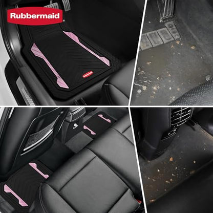 Rubbermaid Car Floor Mat, Heavy Duty All-Weather Car Mats Full Set with Dual-Tone Pink Aluminum Inserts – Universal Fit, Anti-Slip Backing, Trim-to-Fit for Most SUV, Sedan, Van - color: Pink