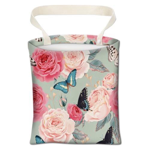Car Trash Can, Cute Car Trash Bag, Hanging Car Organizer and Storage Bag, Trash Bin for Car Accessories, Vehicle, Travelling, Camping Cute Flower and Butterfly - color: Cute Flower and Butterfly