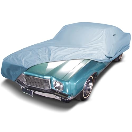 iCarCover Fits [1970-1972 Chevrolet Monte Carlo] Premium Custom Car Cover Waterproof All Weather Resistant Outdoor Indoor Sun Snow Storm UV Protection Form-Fit Padded Cover with Straps - color: Sky Gray, size: 26. Chevy Monte Carlo 1970-1972