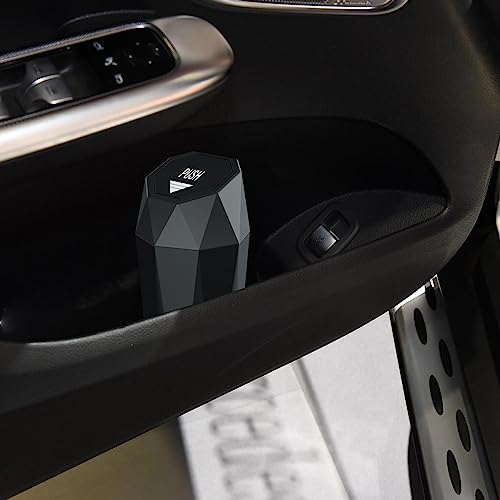 Car Trash Can with Lid，Mini Diamond Design Automatic Portable Trash Can，Used in Car Home, Office, Kitchen, Bedroom (1, Grey) - color: Grey