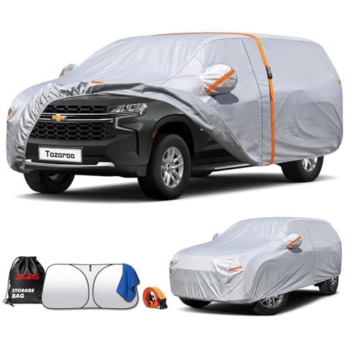 Car Cover Waterproof All-Weather,Heavy-Duty Outdoor Full Exterior Automobiles SUV(Length 202-230 inch) with Windshield Sun Shade Universal Fit Chevrolet Chevy Suburban, GMC Yukon XL etc - size: Fit Suv Jeep Length 202-230 Inch(yxxl-585)