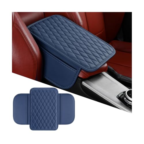 Mandark Car Center Console Cover, Microfiber Leather Vehicle Armrest Protector Cushion with 2 Storage Bags, Auto Interior Arm Rest Seat Box Pad Accessories, Universal for SUV, Sedan, Truck (Dark Blue) - color: Dark Blue