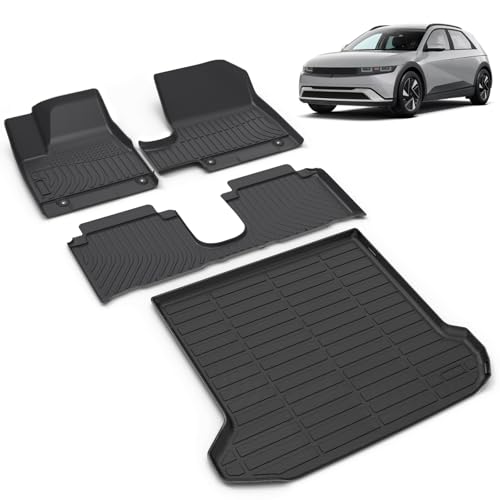 All Weather Car Floor Mats & Cargo Liner Set Fit for Hyundai Ioniq 5 Movable Console 2025-2026 (Limited Models) Floor Liners Trunk Liner Ioniq 5 Cargo Mat Accessories Black - style: 3)For Hyundai Ioniq 5 Sliding Console 2025-2026 Full Set