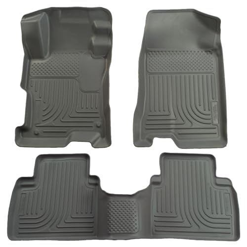 Husky Liners Weatherbeater Floor Mats | Fits 2006-2011 Honda Civic 4-Door | Front & 2nd Row, 3-pc Grey - 98412 - color: Grey, size: Weatherbeater Front & 2nd Seat Floor Mats