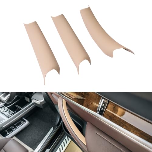 3 PCS Door Handle Covers Compatible with BMW X5 E70 2008-2013, X6 E71/E72 2008-2014 Accessories, Front Rear Left Right Side Inner Door Pull Handle Cover, Beige - color: Beige