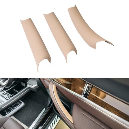 3 PCS Door Handle Covers Compatible with BMW X5 E70 2008-2013, X6 E71/E72 2008-2014 Accessories, Front Rear Left Right Side Inner Door Pull Handle Cover, Beige - color: Beige