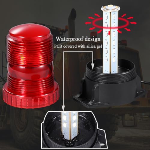 WOWTOU Roof Top Magnetic LED Red Strobe Beacon for Volunteer Firefighter Vehicles Police Cars Fire Trucks Forklift POV, 12V 24V Safety Warning Flasher Emergency Flashing Lights - color: Red