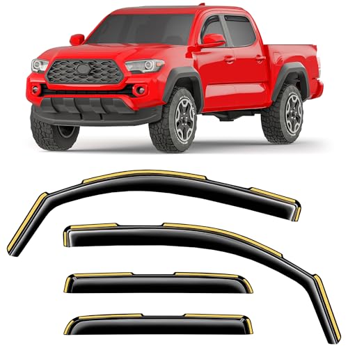 in-Channel Window Rain Guards Fit for Toyota Tacoma 2016-2023 Double Cab Extra Durable Window Deflectors Vent Visor Window Visors Truck Vent Shades Exterior Car Accessories - size: Fit for 2016-2023 Toyota Tacoma Double Cab