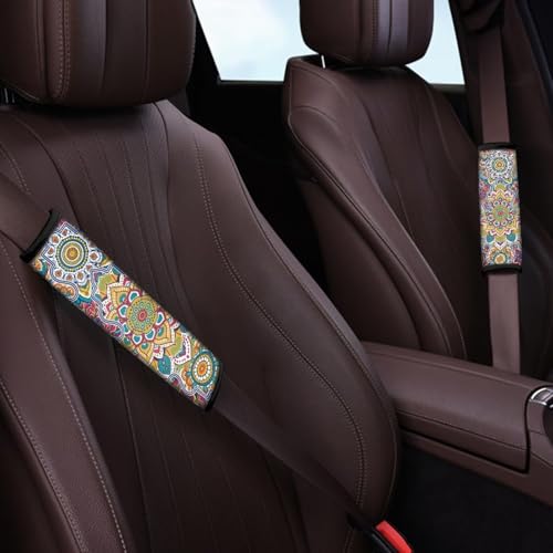 Art Mandala Universal Seat Belt Pads 2-Pack Soft Car Safety Seat Belt Strap Shoulder Pad Car Interior Automotive for Most Vehicle, SUV, Truck, Cars - color: Art Mandala