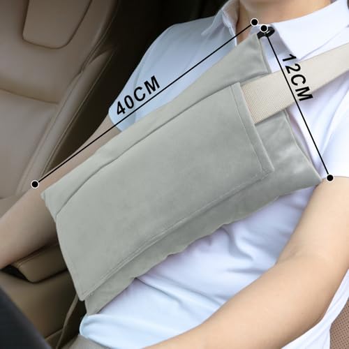 Super Soft Seatbelt Pillow, Seat Belt Pillow for Mastectomy Post-Surgery, Seat Belt Cushion for Heart Surgery Recovery, Hysterectomy Abdominal Incision Recovery Seatbelt (Light Gray, Large) - color: Light Gray