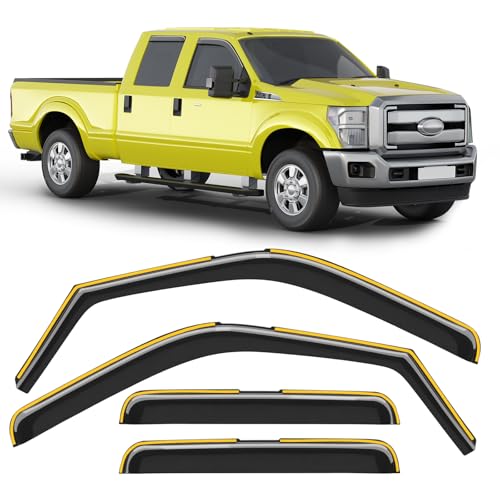 in-Channel Window Rain Guard for Fit for Ford F250-F550 Super Duty SuperCrew 1999-2016 Rain Guards Side Truck Window Visors Low Profile Vent Visor Window Deflectors Vent Shades Car Accessories - size: 1999-2016 Ford F250-F550 Super Duty SuperCrew