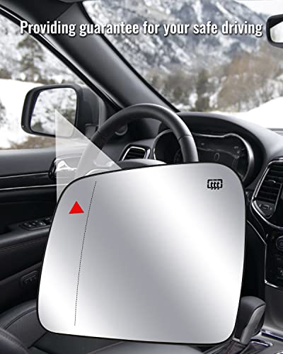 Driver Side Mirror Glass Heated With Blind Spot Detection & Power Heated Fit for Jeep Grand Cherokee Dodge Durango 2011-2021, Left Rearview Mirror Lens with Holder - size: Driver Side