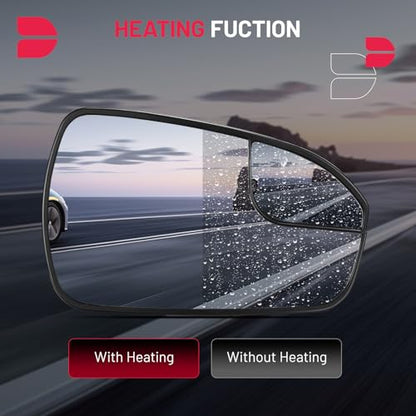 BDFHYK Mirror Glass Compatible with Fusion 2013-2020 Blind Spot Side View Convex Mirror Glass with Rear Holder, Replaces DS7Z17K707B, DS7Z-17K707-B, Heated (Right Side) - size: Right Passenger Side, style: 2013-2020 Fusion