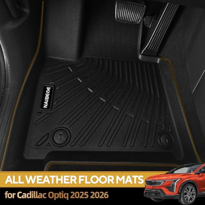 Naibeve Floor Mats for Cadillac Optiq 2025 2026 - All Weather for Cadillac Optiq Floor Mats Liners 2 Row & Cargo Mat & Backrest Mats Accessories - size: 21)Optiq|2025-2026