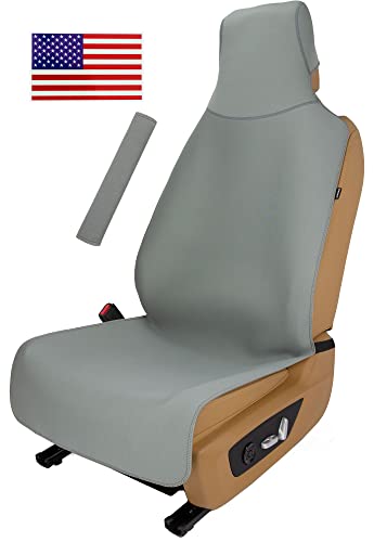 VSHIELD Waterproof Neoprene Car Seat Cover, Sweatproof Non-Slip Seat Protector, Universal Fit for Front Bucket or Rear Bench Seat of Cars, SUVs, Vans, Trucks, Compatible with Airbags and Armrests - color: Gray