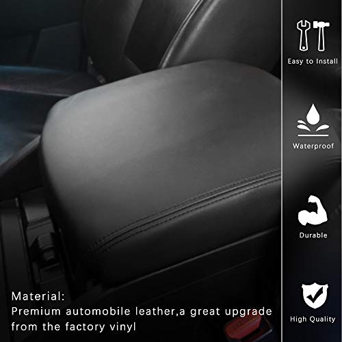 A ABIGAIL Center Console Armrest Cover Replacement for 2009 2010 2011 2012 2013 2014 2015 Honda Pilot Auto Leather Suture Console Lid Cover Replacement (Black) - color: Black, size: Front & Center