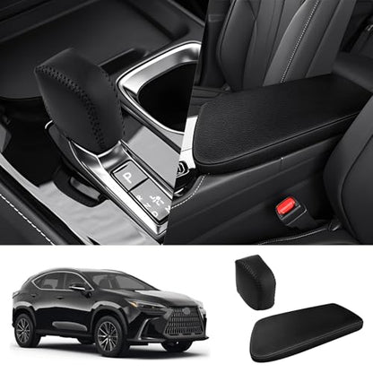 Autorder 2PCS Center Console Cover for 2022 2023 2024 2025 NX 250/NX 350/NX 350h/NX 450h+ Accessories Gear Shift Knob Cover Anti-Scratch Leather Armrest Cover&Shift Knob Cover - size: 2PCS 2022-2025 Lexus NX