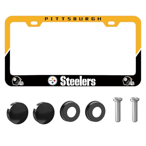 Fans Matte Metal for Steelers License Plate Frames Holder with Screw for Car Tag Frame - color: 1P GR